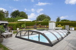 Albixon QBIG Benefit mit Überlauf Poolgröße 3,0 x 5,0m | Überdachung Dallas Clear A