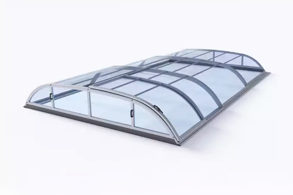 Pool-Überdachung / Poolabdeckung SkyCover® Harmony Pool-Überdachung Harmony 4.7x8.5m | Premium-Verglasung: Klarglasoptik ohne Querstreben