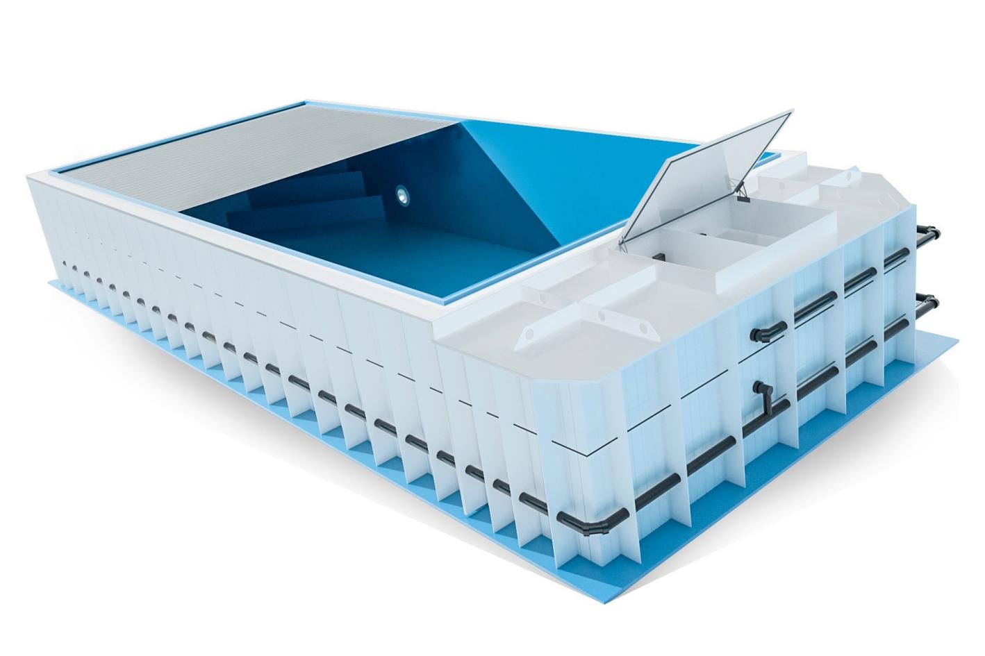 Pool Komplettset Premium ONE® mit Skimmer-Fertigpool und optional elektrischem Rollo / Poolabdeckung