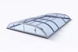 Pool-Überdachung / Poolabdeckung SkyCover® Harmony Pool-Überdachung Harmony 4.7x8.5m | Premium-Verglasung: Klarglasoptik ohne Querstreben