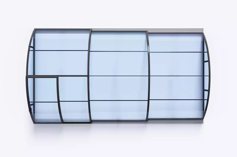 Pool-Überdachung / Poolabdeckung SkyCover® Base Pool-Überdachung Base 4.2x8.5m | Premium-Verglasung: Klarglasoptik ohne Querstreben
