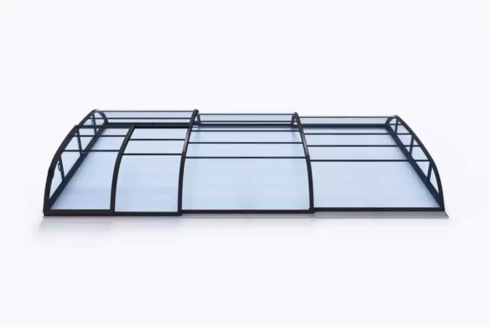 Pool-Überdachung / Poolabdeckung SkyCover® Harmony Pool-Überdachung Harmony 4.7x8.5m | Premium-Verglasung: Klarglasoptik ohne Querstreben
