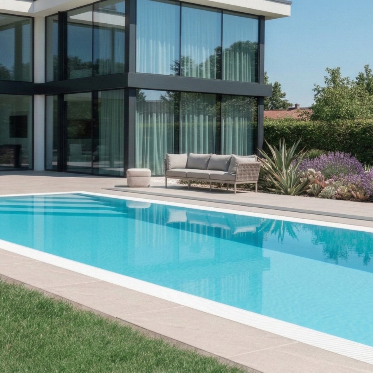 Pool-Systems Infinity Bay 3,0x5,0m Pool mit Überlauf - blau / weiß
