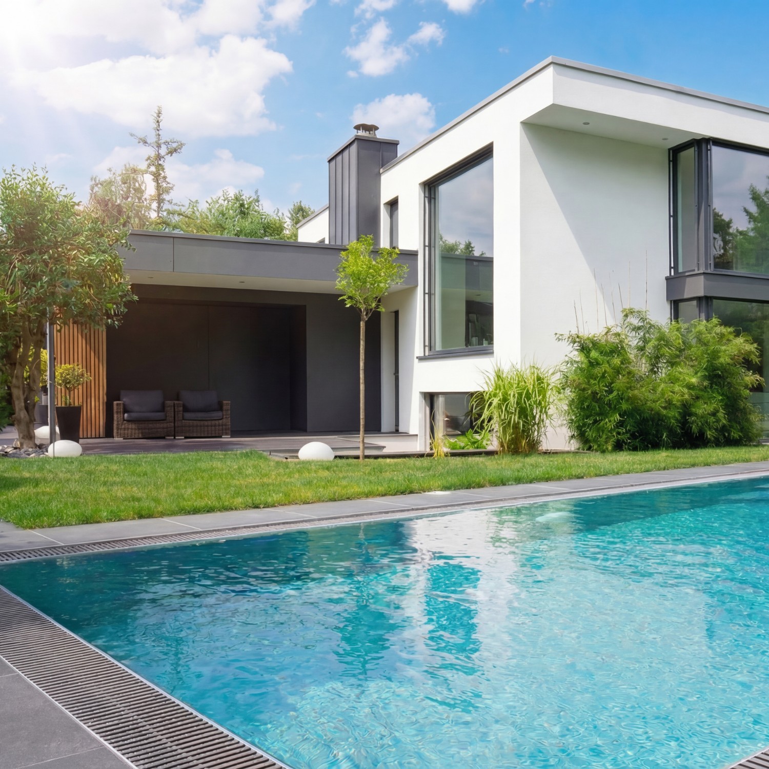 POOL-SYSTEMS Pool 3,5x8,0m Infinity Bay - blau / weiß
