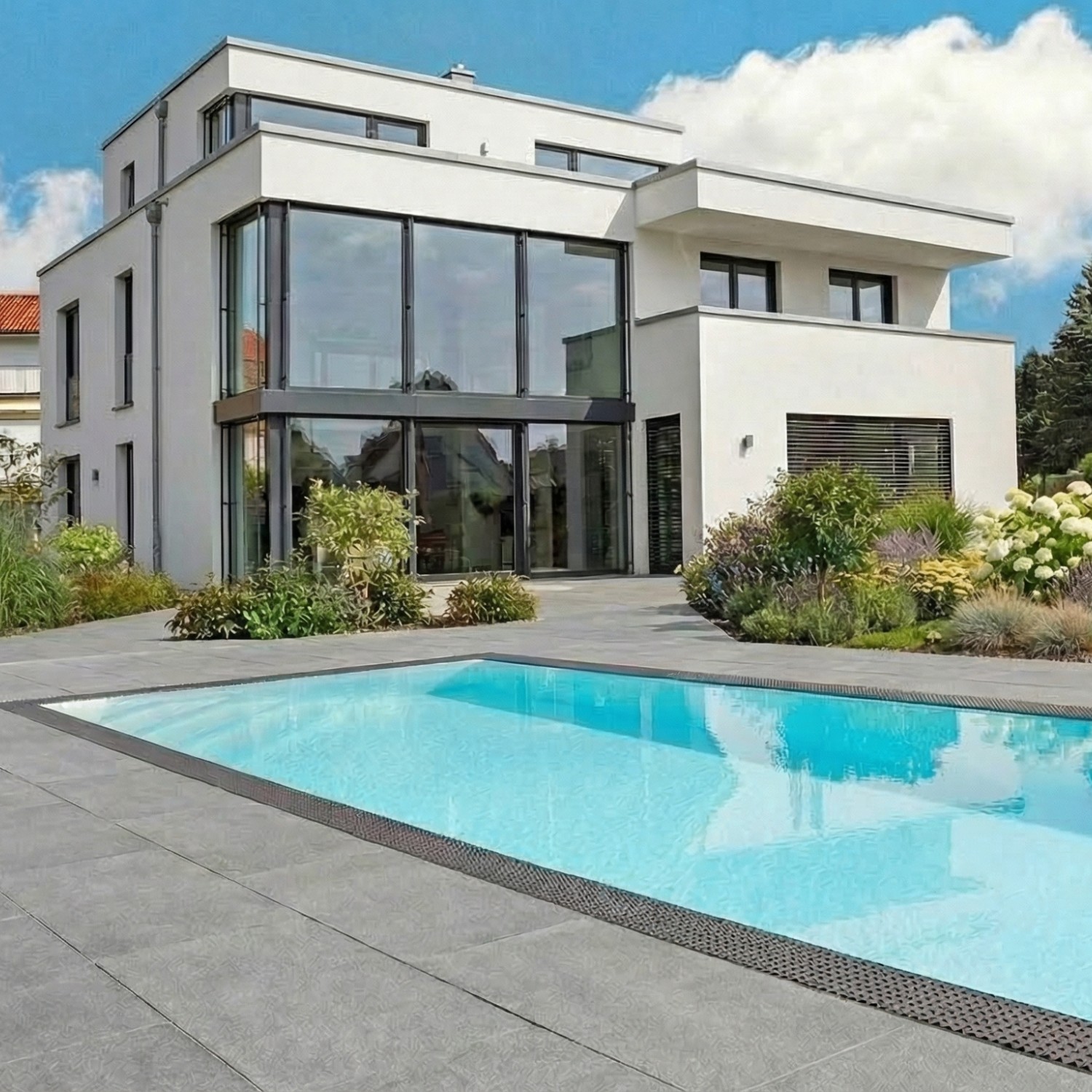 POOL-SYSTEMS Überlaufpool 3,5x7,0m - blau / weiß