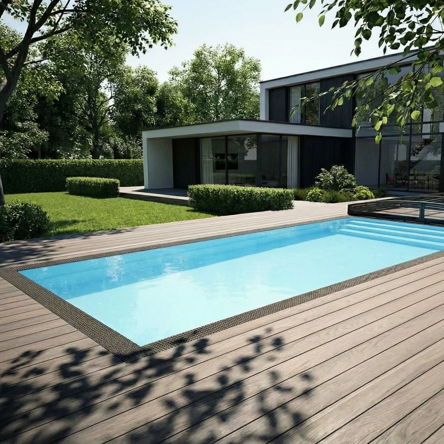 POOL-SYSTEMS Fertigpool Infinity Bay 3,0x6,0m mit Überlauf - blau / weiß