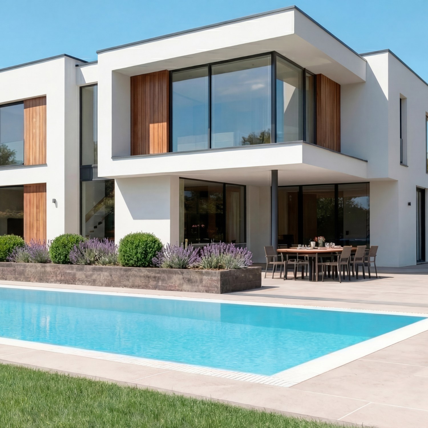 POOL-SYSTEMS Poolbecken Infinity Bay 3,5x8,0m mit Überlauf - blau / weiß