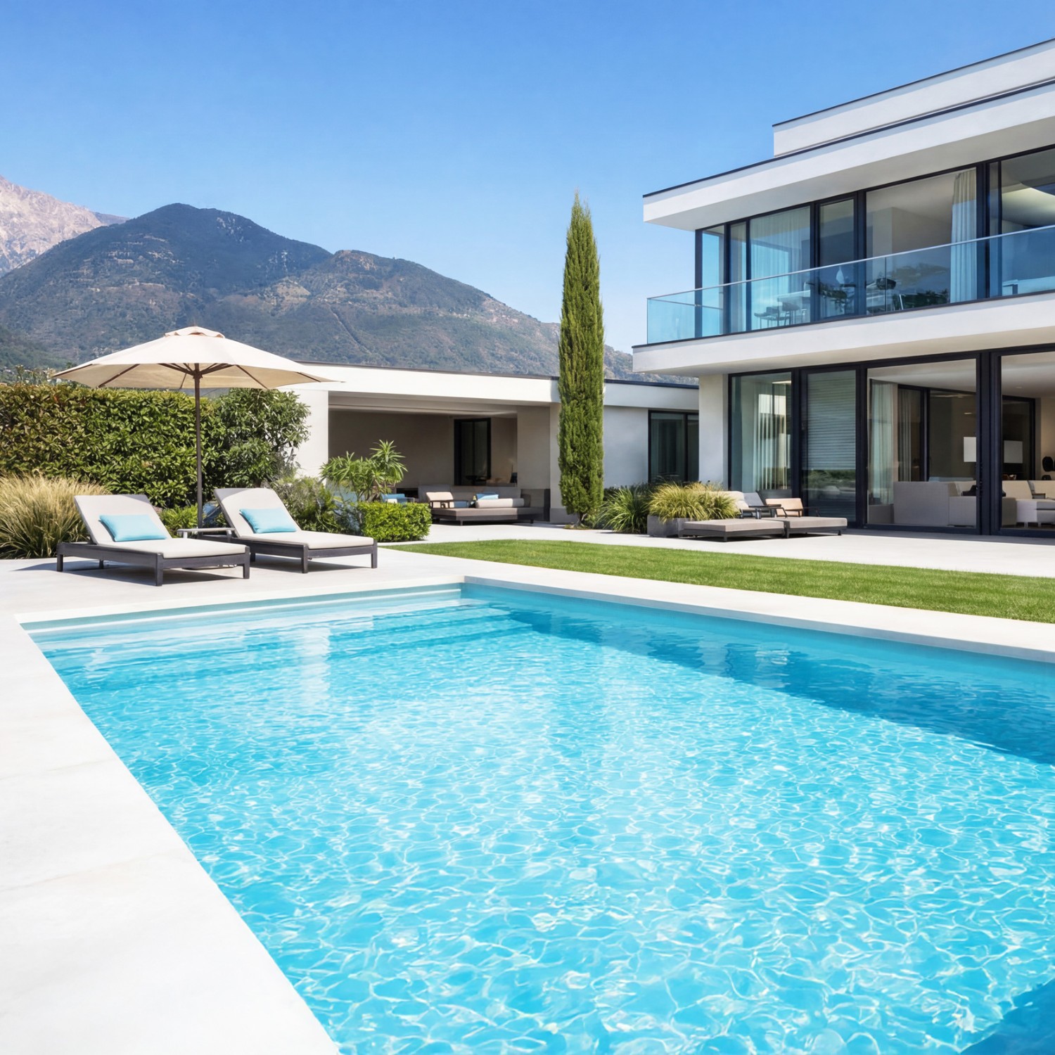 POOL-SYSTEMS Pool Komplettset Premium ONE mit Skimmerpool und optionaler Unterflur-Rolladenabdeckung