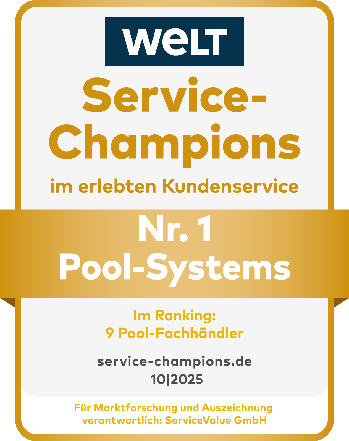 Pool Service-Champion - 1. Platz im Branchenranking des Kundenservice